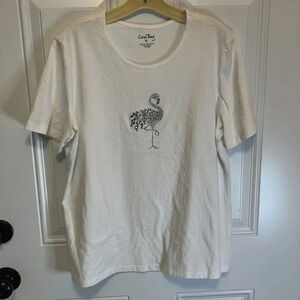 Coral Bay Flamingo Rhinestone Top‎ XL NWOT